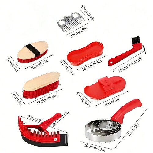 Horse Shedding Grooming Massaging Tool Set Bathing Cleaning 2