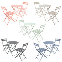 Charles Bentley 3 Piece Metal Bistro Set Garden Patio Table & 2 Chairs with Powder Coated Finish - Lightweight - 5 Colours