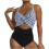 Women's blocked  cutout strap swimsuit-Ivory L 1