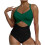 Women's blocked  cutout strap swimsuit-Multi M 1
