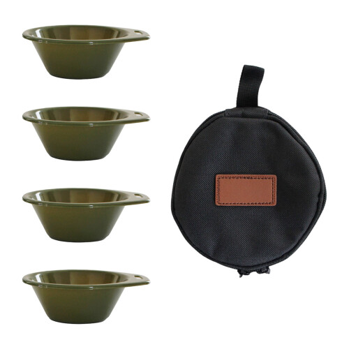 4Pcs Plastic Camping Tableware Set BBQ-4 military green por