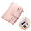 Women Small Compact Wallets Pu Leather Clutch Purses Card-Pink 3