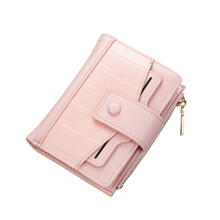 Women Small Compact Wallets Pu Leather Clutch Purses Card-Pink