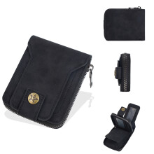Elegant Mens Short Wallet in European Retro Aesthetic-Black