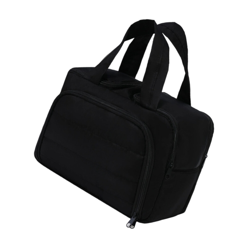 Ample Storage Double Opening Toiletry Case Chic Hand Held-Black