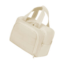 Large Capacity Two Opening Cosmetic Bag Fashionable-Beige
