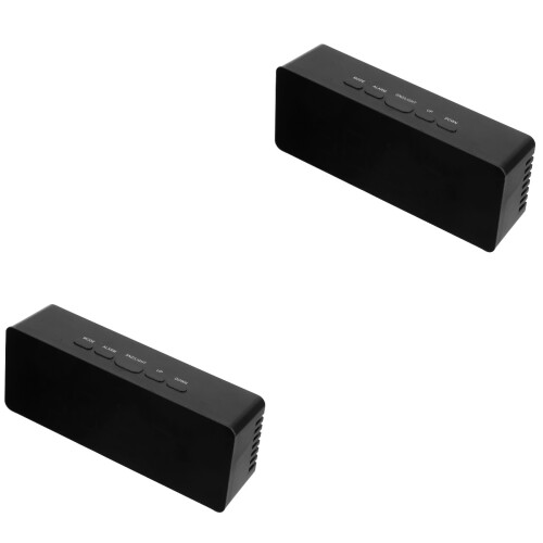 2Pcs Large Display LED Digital Alarm Clock Black ABS for Bedroom