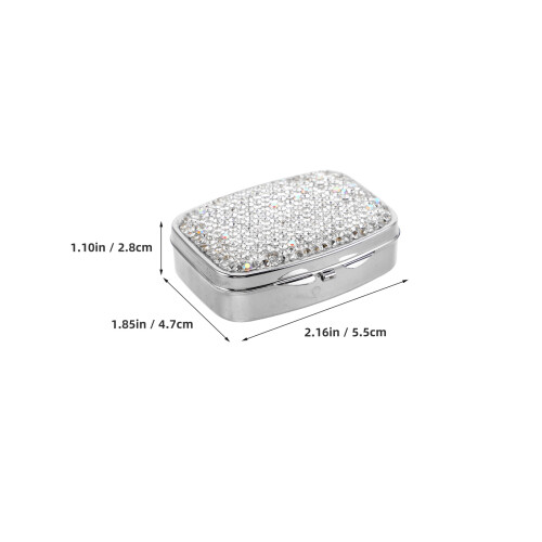 3Pcs Portable Silver Mini Medicine Organizer Bling 2 Compartment Case 1