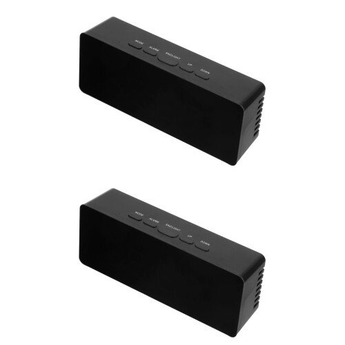 2Pcs Large Display LED Digital Alarm Clock Black ABS for Bedroom 2