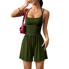 Rompers for Women Casual Adjustable Spaghetti Straps-Green L