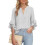 Women's Ruffled Three-Quarter Sleeve Button-Up Collar-White L 1