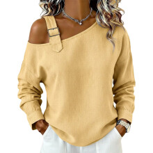 Lightweight Women's Tshirt Loose Fit Blouse Great-Yellow XXL