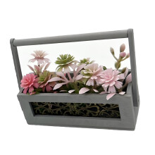 Basket Artifical Flower Plant Dollhouses Miniature-Rectangle