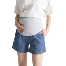 Womens Maternity Jeans Shorts Lightweight Stretchy-Blue XL