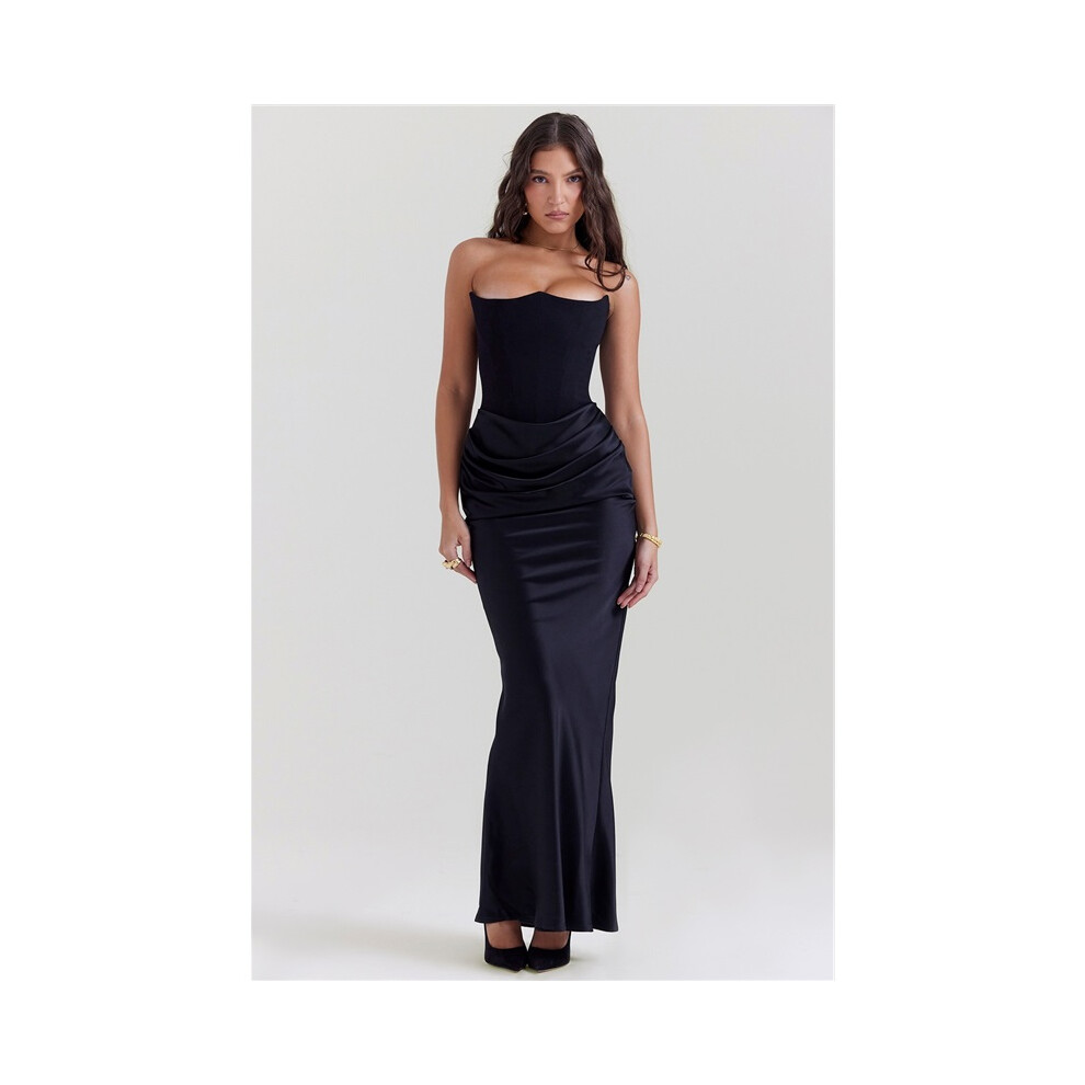 Photos - Fancy Dress  European and American evening dresses  new style waist tube top one-shoulder fish-length hip-covering dress 2026(Black, US6)