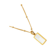 Women Simple Square Pendant Necklace with Removable Charm-A01
