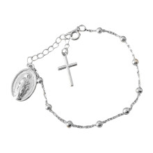Adjustable Religious Beaded Bracelet With Crosses And-silver