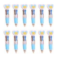 12Pcs Heart Shape Multicolor Ballpoint Pen 4-Color-in-1-Blue
