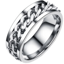 Stylish Men Ring Simple Stainless Steel Fidget Ring Size 9 with Unique Printed Design Comfortable Fit Fashion Finger Jewelry for Boys G