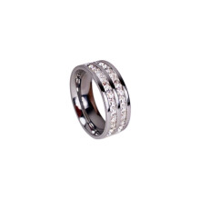 High-end, understated luxury stainless steel ring for women, featuring a starry design and double-row full diamond setting, perfect for