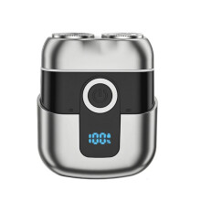 Portable Mini Dual Head Electric Shaver for Men - LCD Display, Floating Blades, Waterproof, USB-C Rechargeable(Gray)