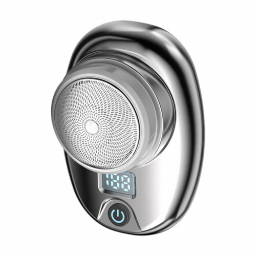 Portable digital display mini washable electric shaver (bright silver)