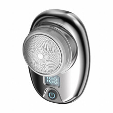Portable digital display mini washable electric shaver (bright silver)