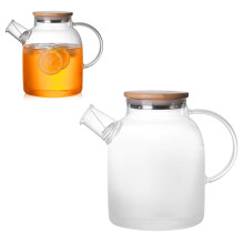 Heatproof Borosilicate Glass Teapot 1.6L with Lid, Removable Filter & Spout – Stovetop/Microwave Safe for Loose/Fruit Tea