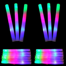 10 LED-Schaumstoff-Leuchtstäbe, 48 cm, 3 Blinkmodi