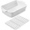 4.4 QT Ceramic Baking Dish with Rack, 9x13" Lasagna Pan, Oven & Microwave Safe, Deep Rectangular Casserole Dish with Handles, White 1