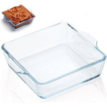 5 inch vierkante ovenschaal van borosilicaatglas met handvatten