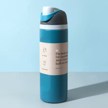 Bouteille d'eau isotherme en acier inoxydable de 710 ml (24 oz), avec paille, double usage (chaud/froid), étanche, tasse à café portable –