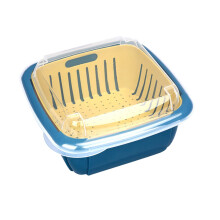 Griglia di scolo a doppio strato per frutta e verdura, 20 cm, blu