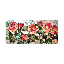 Stained Glass Window Film – Retro Magnolia Flowers, Colorful Floral Privacy Decals, 39.4x17.7 in