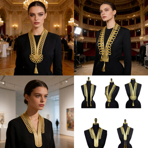 Gold Thread Collar Trim Braided Sewing Collar Applique For-A 2