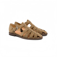 (Frosted Khaki, S:47) Sandale din piele italiană lucrate manual, sandale sport pentru bărbați, cu vârful închis, pentru exterior