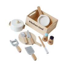 Wooden Vegetable Food Cutting Toy Kitchen Play Set Toddler-pots