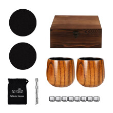 Natural Wood Finish Irish Glass Set Comes With-Felt pad