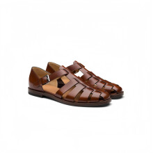 (reddish brown, S:44) Italiensk håndlavet lædersandal Herresportsandaler lukket tå udendørs