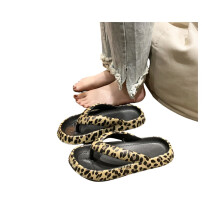 (Black, 44-45) Șlapi EVA cu imprimeu leopard: Talpă groasă amortizată, papuci de exterior antiderapanți pentru plajă și piscină