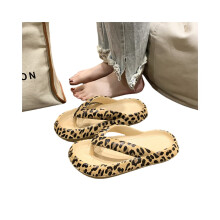 (Khaki, 40-41) EVA Leopardmönstrade Flip-Flops: Vadderade Tjocka Sulor, Halkfria Utomhustofflor För Strand & Pool