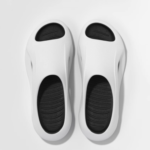 (White & Black, 36-37) Bløde hjemmesko i memory foam til mænd – lette bade- og hjemmesko til sommer