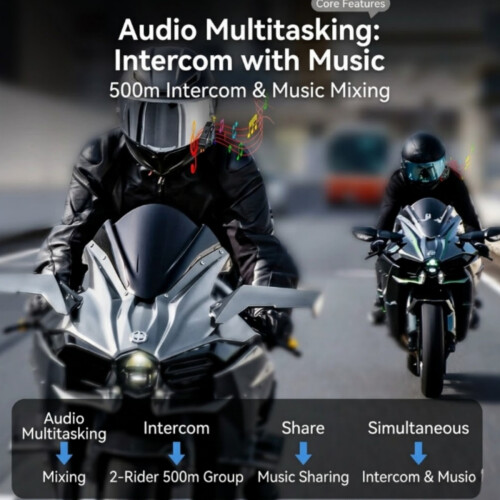 Έξυπνη ενδοεπικοινωνία Bluetooth 5.3 για μοτοσικλέτα Q68-MAX, έγχρωμη οθόνη LCD 1,45", ομ 1