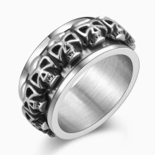 Punk Skull Ring, Men's Fingertip Spinner Ring, Retro Punk Gothic Motorcycle Ring, Men's Personalized Ring Size 9