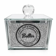 Silver Mirrored Butter Dish with Lid 14x11cm
