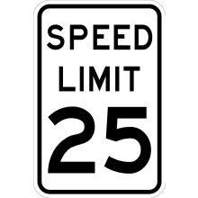 Speed Limit 25 Sign - 12 x 18 Road Sign.