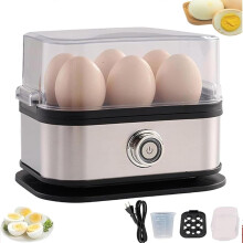 Smart Egg Cooker with Auto Shut Off, Soft/Medium/Hard/Poached Eggs, Stainless Steel, Compatible with Standard Outlets (1PC)