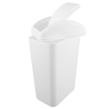 Lixeira fina de plástico branco com tampa basculante, 42,5 x 24 x 17 cm