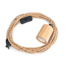 Wood Pendant Light Cord Kit E26/E27 23FT Vintage Industrial