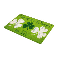 St. Patrick's Day Super Absorbent Door Mat, 15.7x23.6in Shamrock-Patterned Non-Slip Polyester Floor Mat Decor for Porch/Bathroom